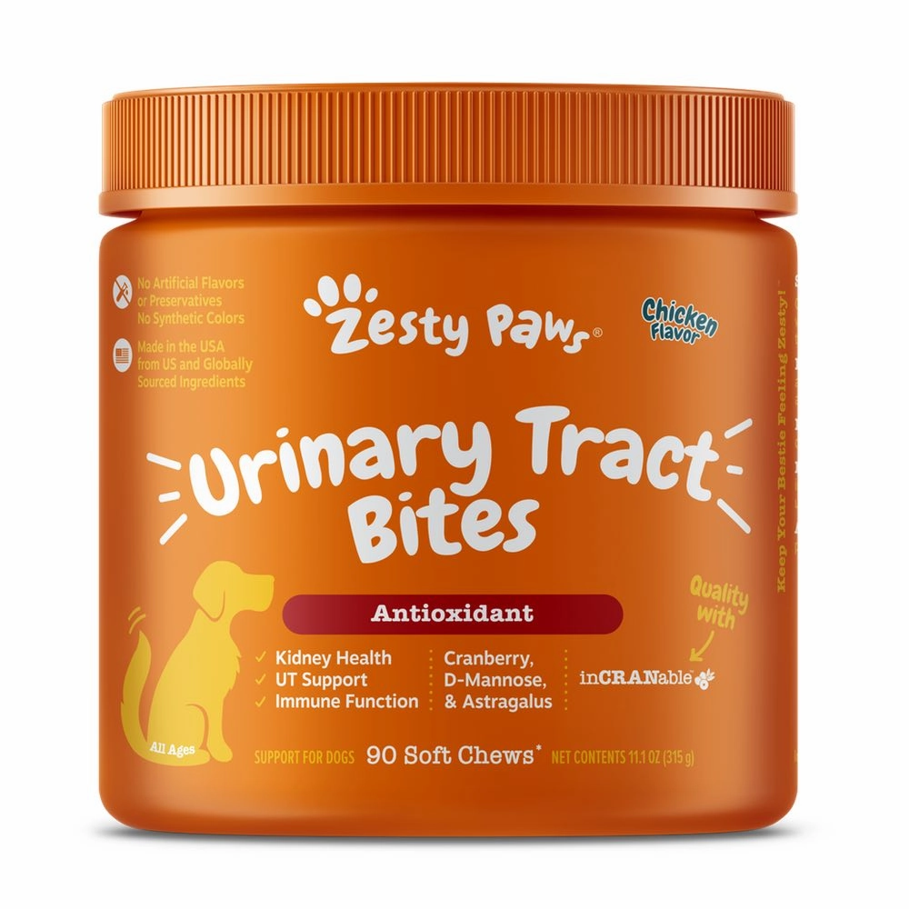 10% OFF (Exp Jun 2025): Zesty Paws Urinary Tract Bites Chicken Flavor Dog Supplement Chews 90ct