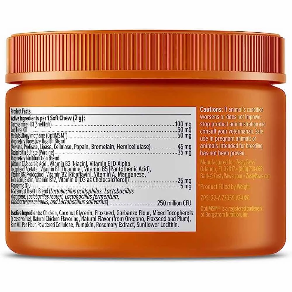10% OFF: Zesty Paws 8-in-1 Mini Bites Chicken Flavor Dog Supplement Chews 90ct