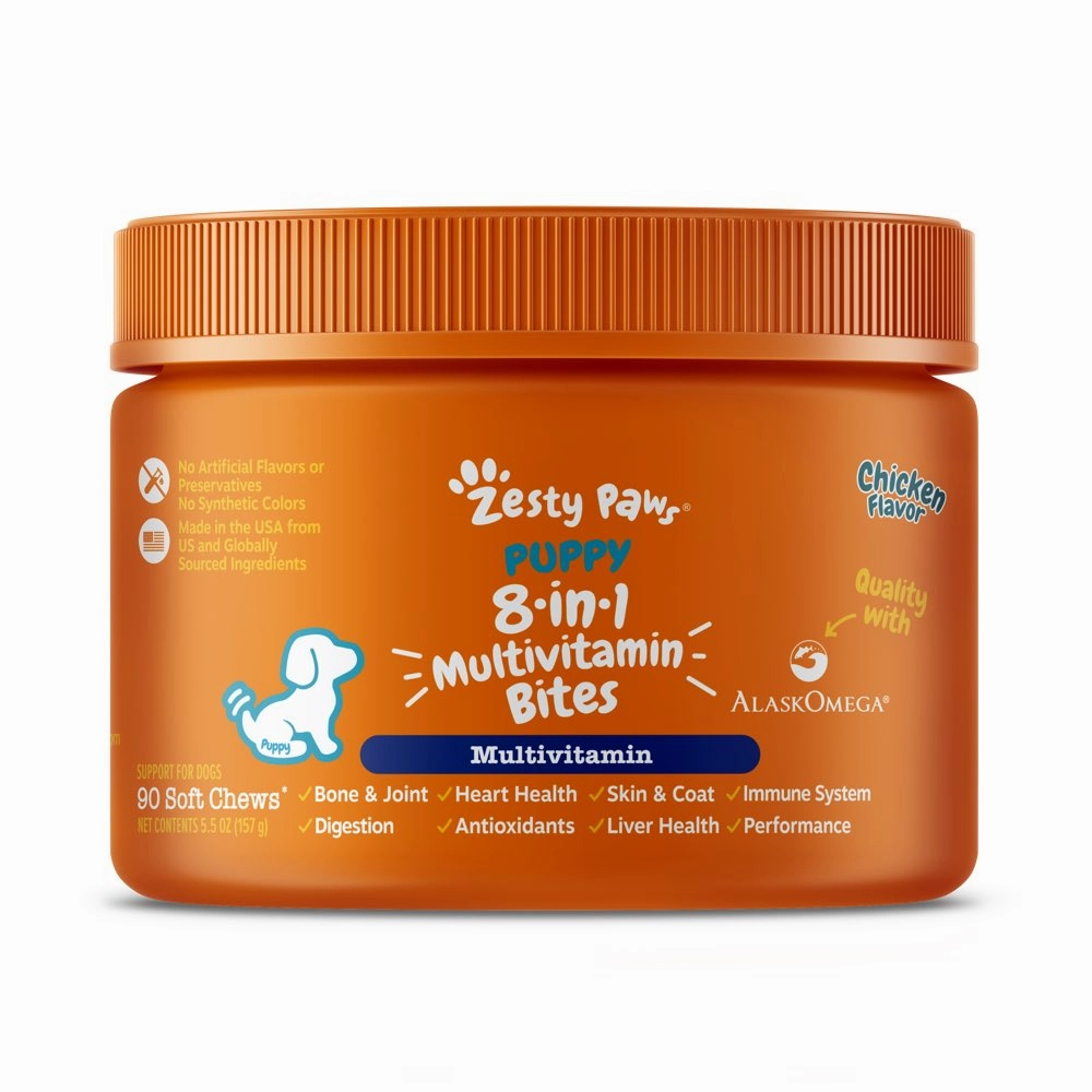 10% OFF: Zesty Paws Puppy 8-in-1 Bites Multivitamin Chicken Flavor Dog Supplement Chews 90ct
