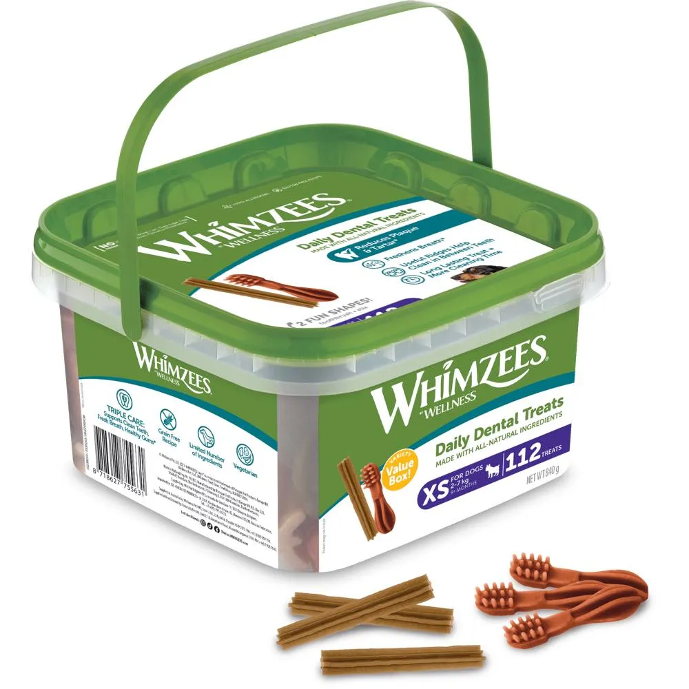 $12 OFF: Whimzees Variety Value Box Extra Small Grain-Free Dental Dog Treats 112pc