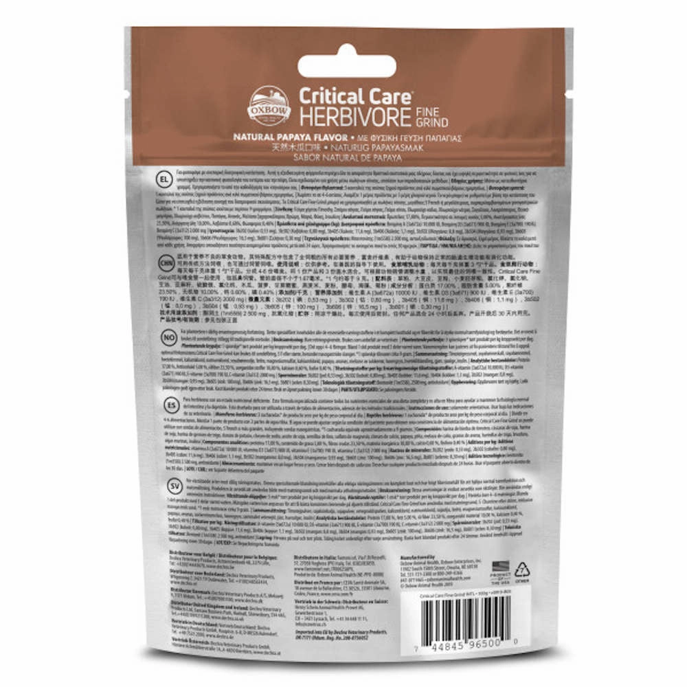 15% OFF: Oxbow Critical Care Fine Grind Papaya Small Animals Recovery Food 100g