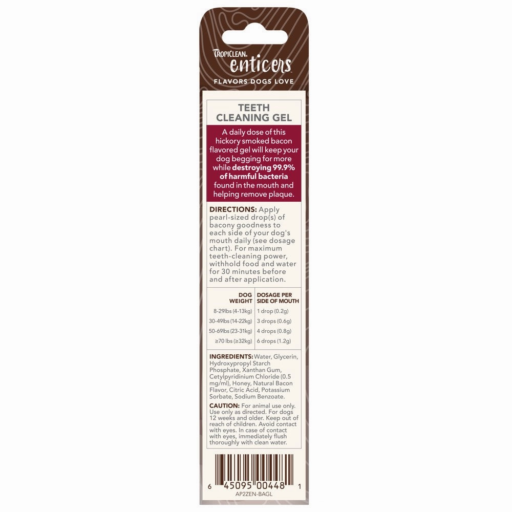15% OFF: Tropiclean Enticers Hickory Smoked Bacon Flavor Teeth Cleaning Gel For Dogs 2oz