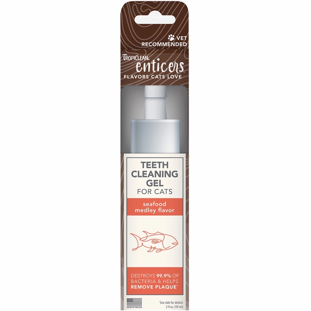 15% OFF:Tropiclean Enticers Seafood Medley Flavor Teeth Cleaning Gel For Cats 2oz