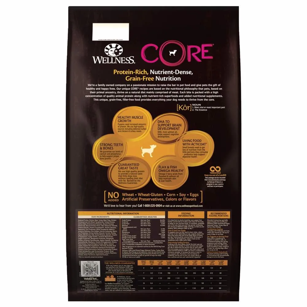 $26 OFF 12lb(Exp 1Nov25) FREE FD TREATS: Wellness CORE Grain-Free Small Breed Puppy Dry Dog Food