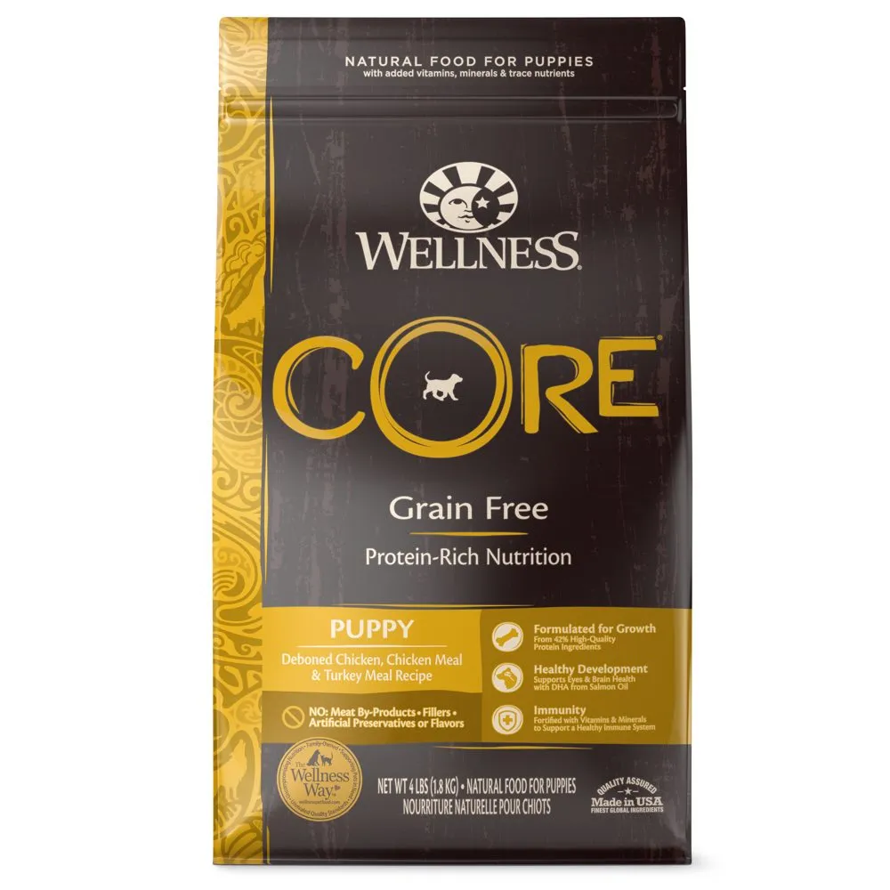 '30% OFF 4lb (Exp 9Sep) FREE DENTAL TREATS': Wellness CORE Grain-Free Puppy Dry Dog Food