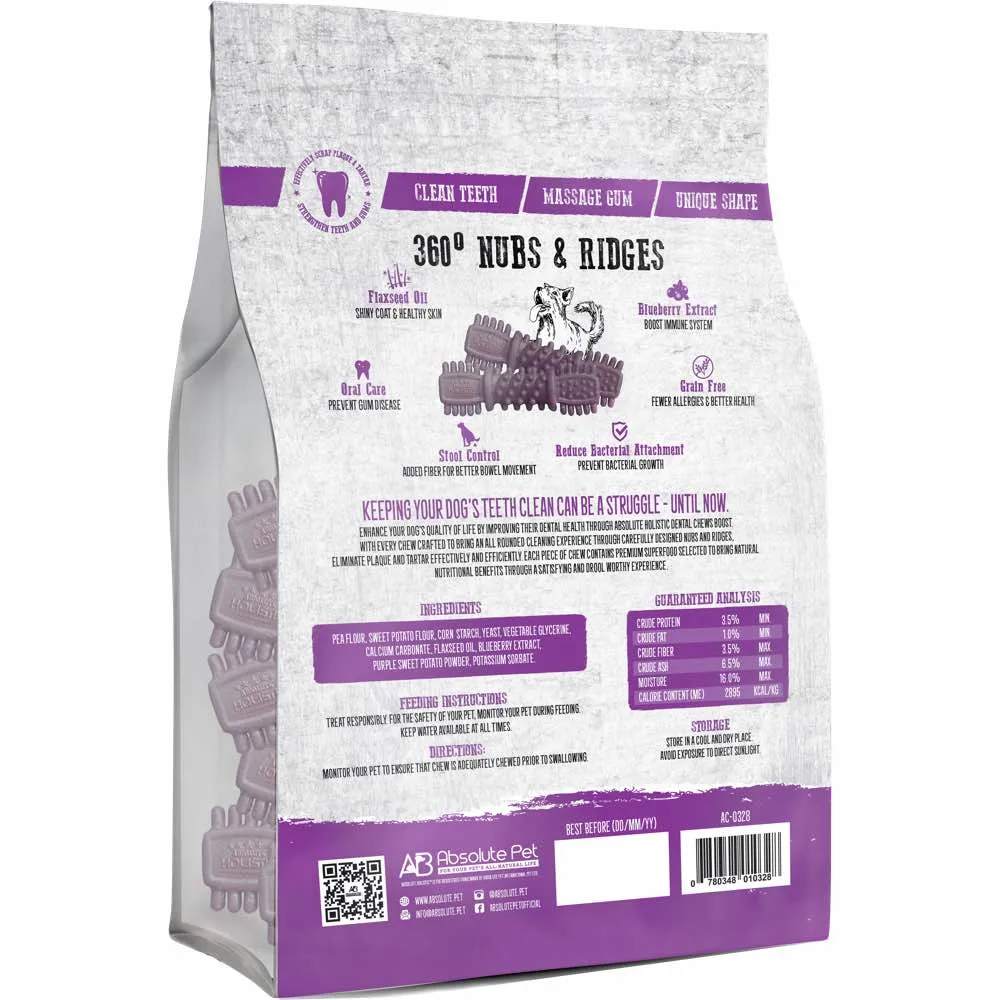 34% OFF: Absolute Holistic Boost Blueberry Medium Grain-Free Dental Dog Chews 20pc
