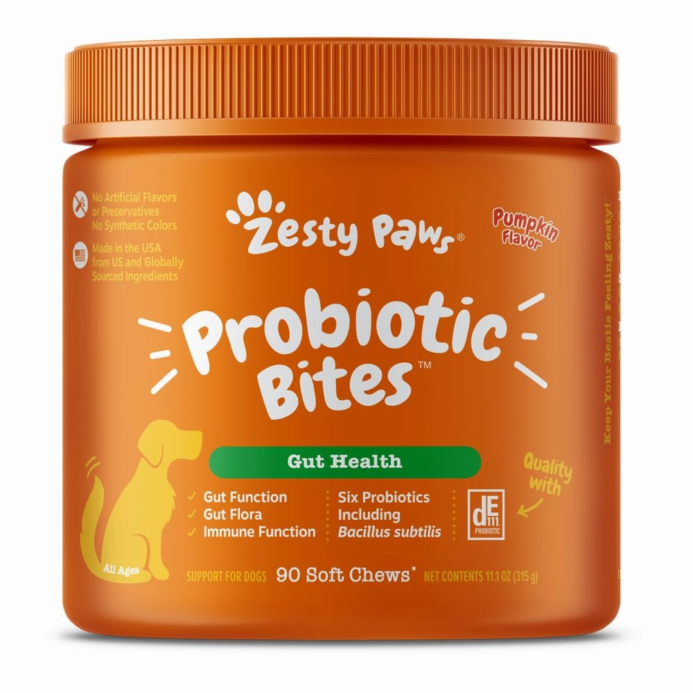 $3 OFF (Exp Jul 25): Zesty Paws Probiotic Bites Pumpkin Dog Supplement Trial Pack 10 chews