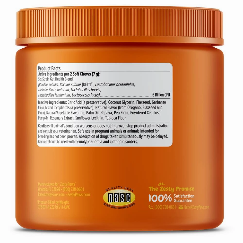$3 OFF (Exp Jul 25): Zesty Paws Probiotic Bites Pumpkin Dog Supplement Trial Pack 10 chews