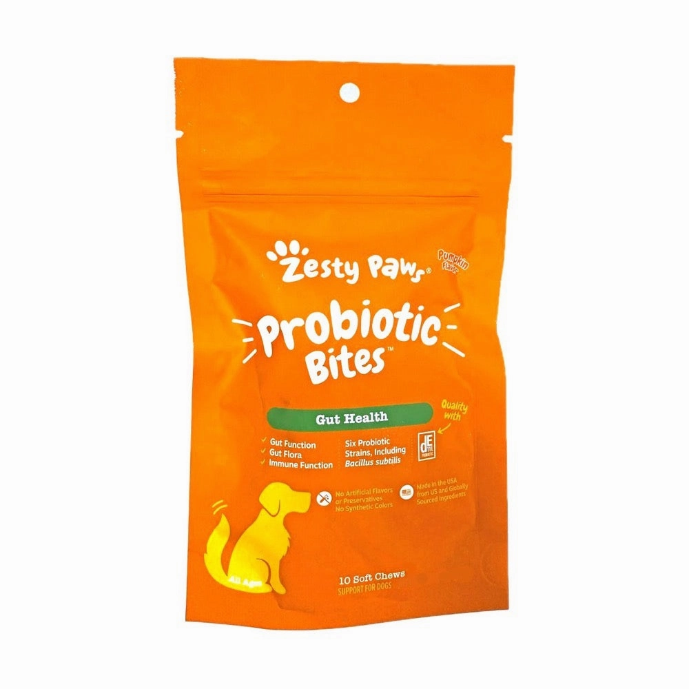 $3 OFF (Exp Jul 25): Zesty Paws Probiotic Bites Pumpkin Dog Supplement Trial Pack 10 chews