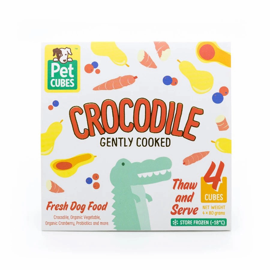 *FROZEN* PetCubes Dog Frozen Gently Cooked Premium Crocodile 320g