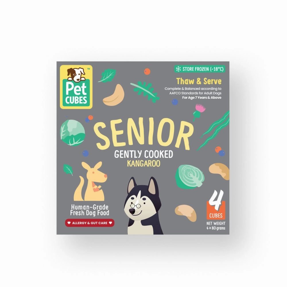 *FROZEN* PetCubes Dog Senior Gently Cooked Kangaroo 2.24kg (7 x 320g)