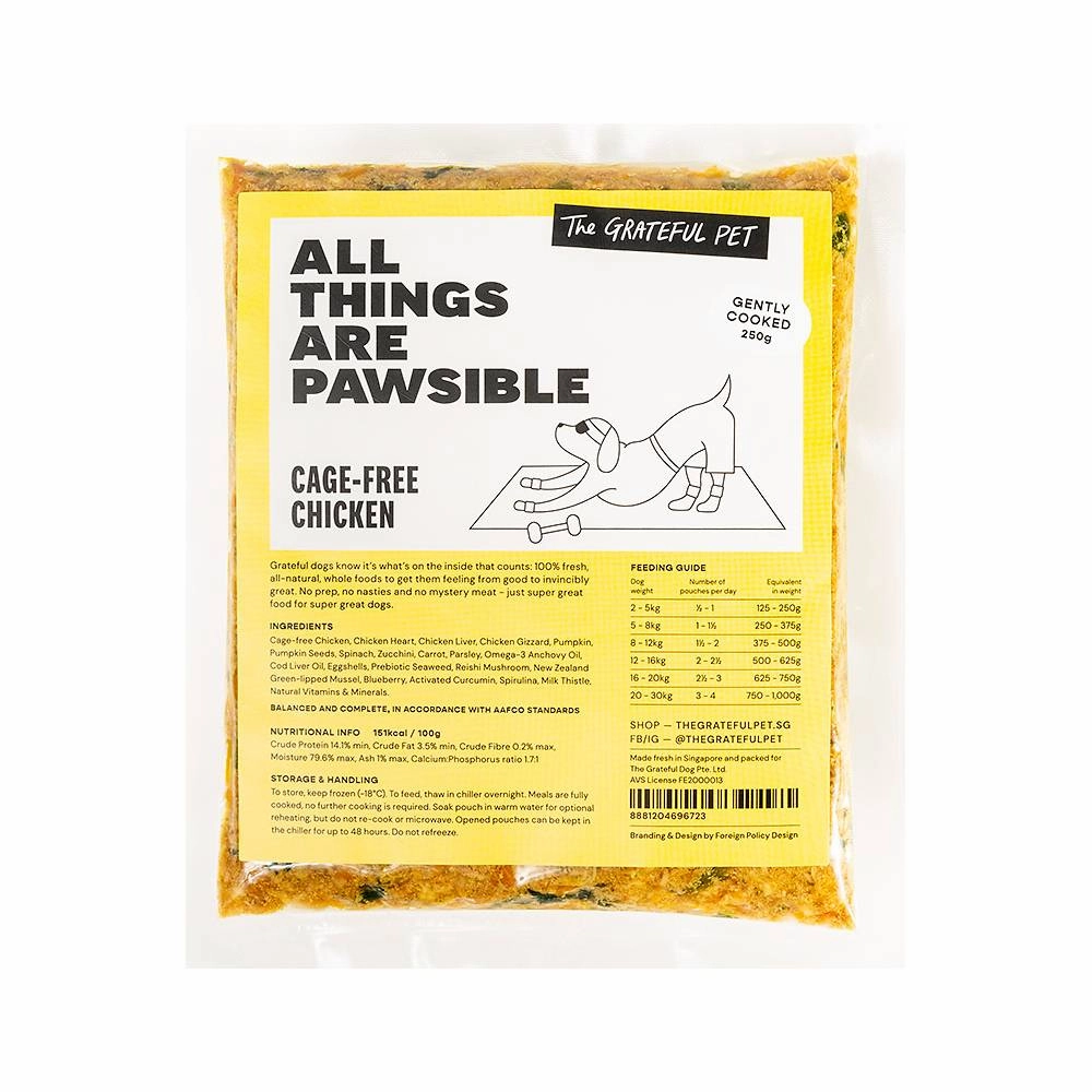 *FROZEN* The Grateful Pet Dog Gently Cooked Cage-Free Chicken 2kg (250g x 8)