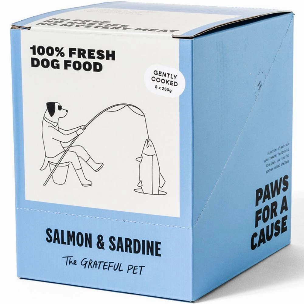 *FROZEN* The Grateful Pet Dog Gently Cooked Salmon & Sardine 2kg (250g x 8)