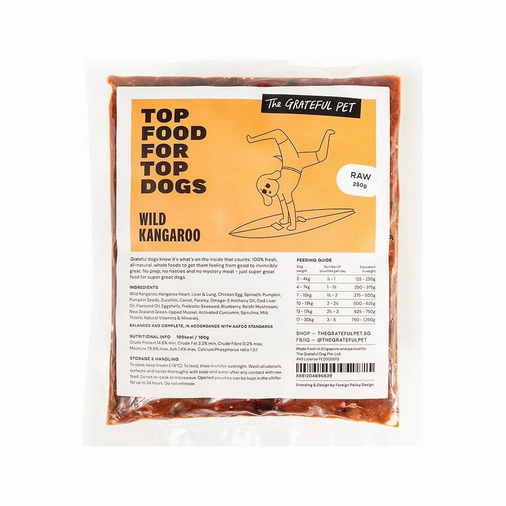 *FROZEN* The Grateful Pet Dog Raw Wild Kangaroo 2kg (250g x 8)