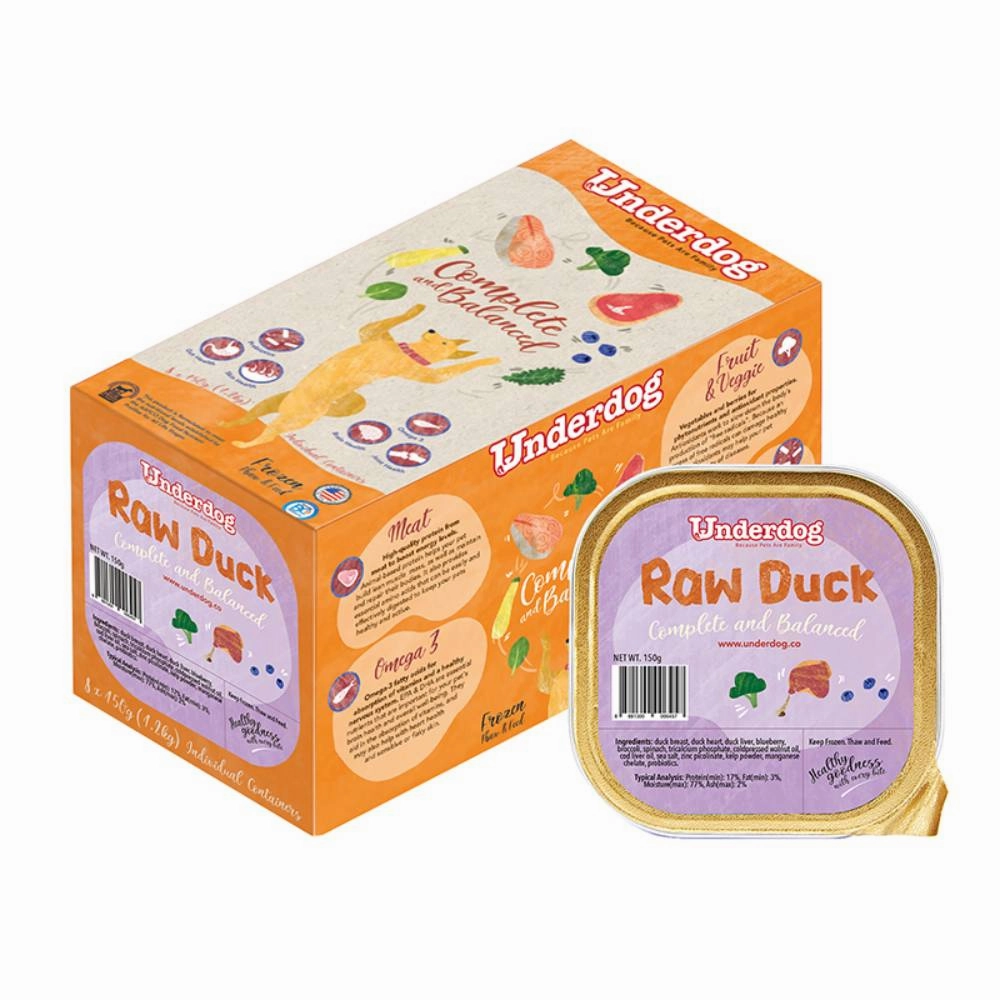 *FROZEN* Underdog Dog Raw Duck Complete and Balanced 1.2kg (150g x 8)