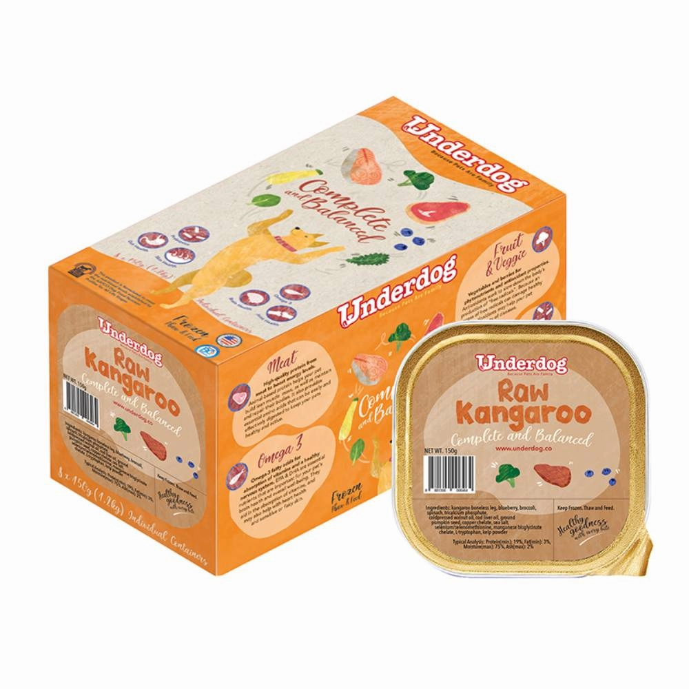 *FROZEN* Underdog Dog Raw Kangaroo Complete and Balanced 1.2kg (150g x 8)