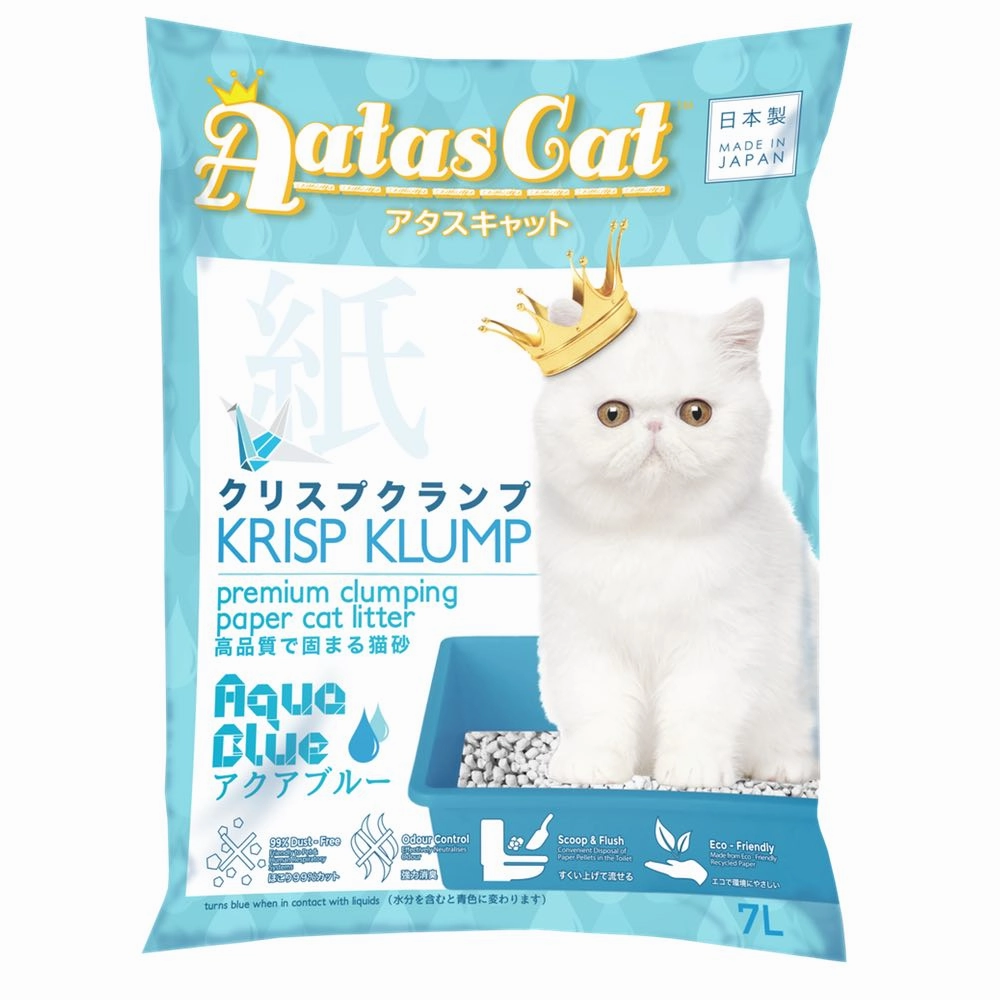 Aatas Cat Krisp Klump Paper Cat Litter Aqua Blue 7L