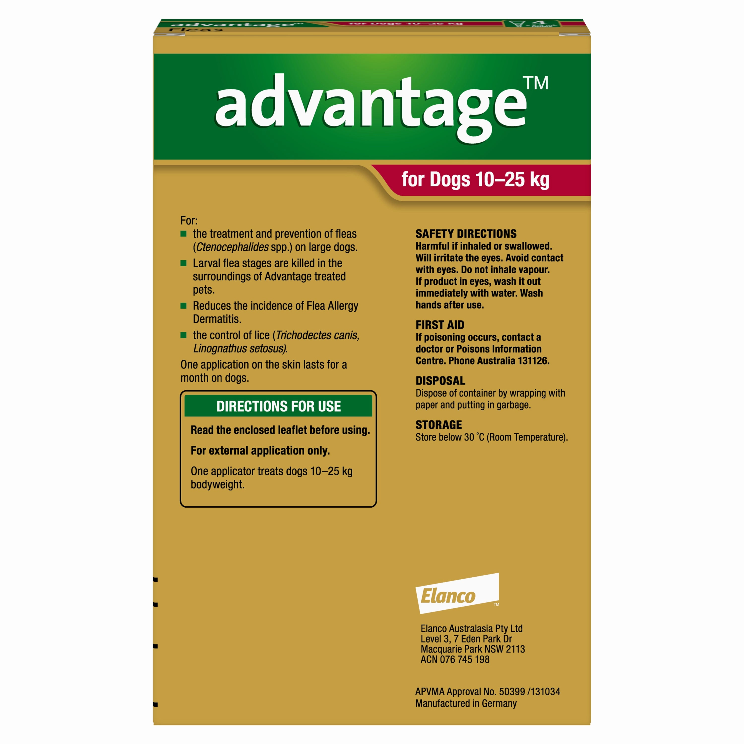 Advantage - Flea Treatment for Dogs 10-25kg (4pk)