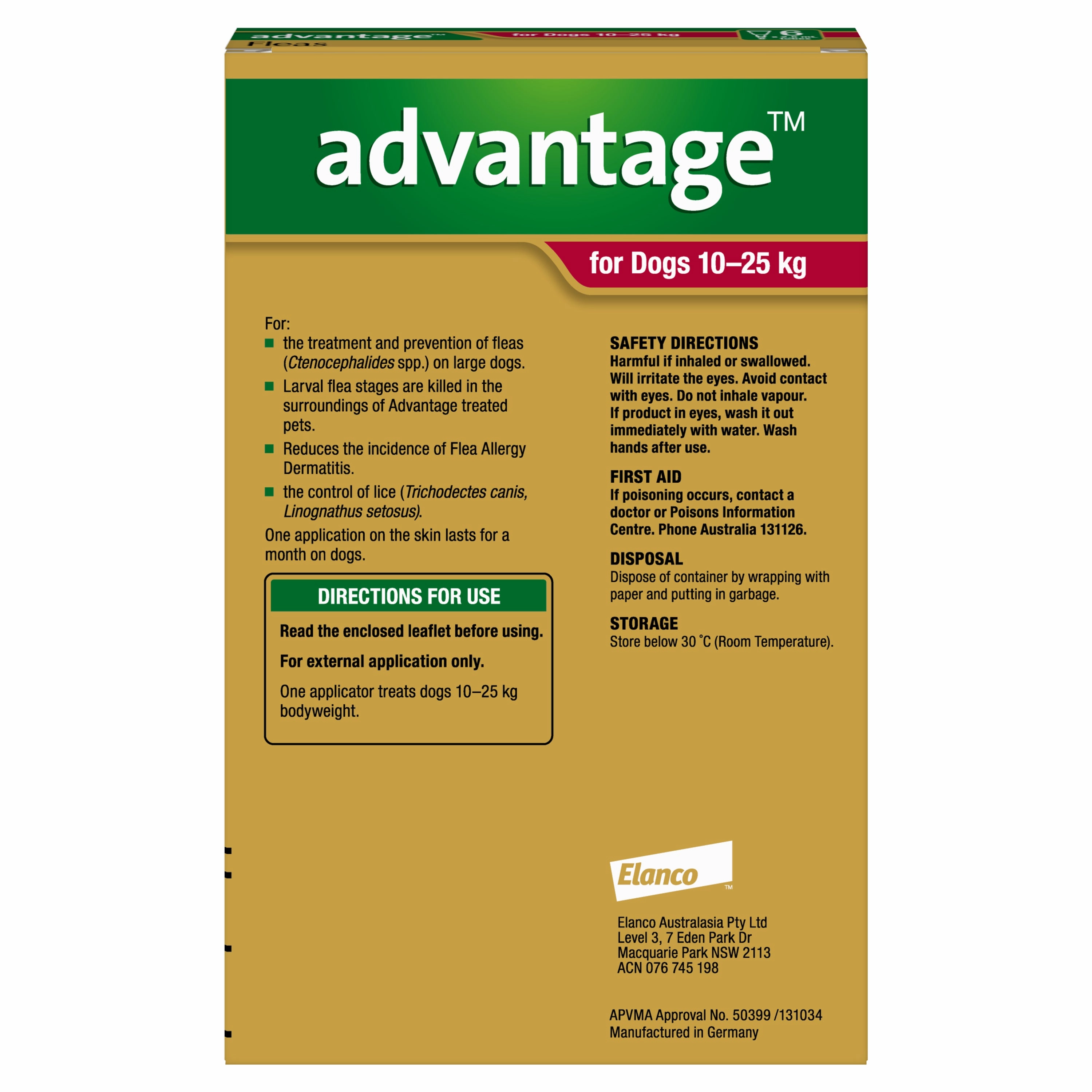 Advantage - Flea Treatment for Dogs 10-25kg (6pk)
