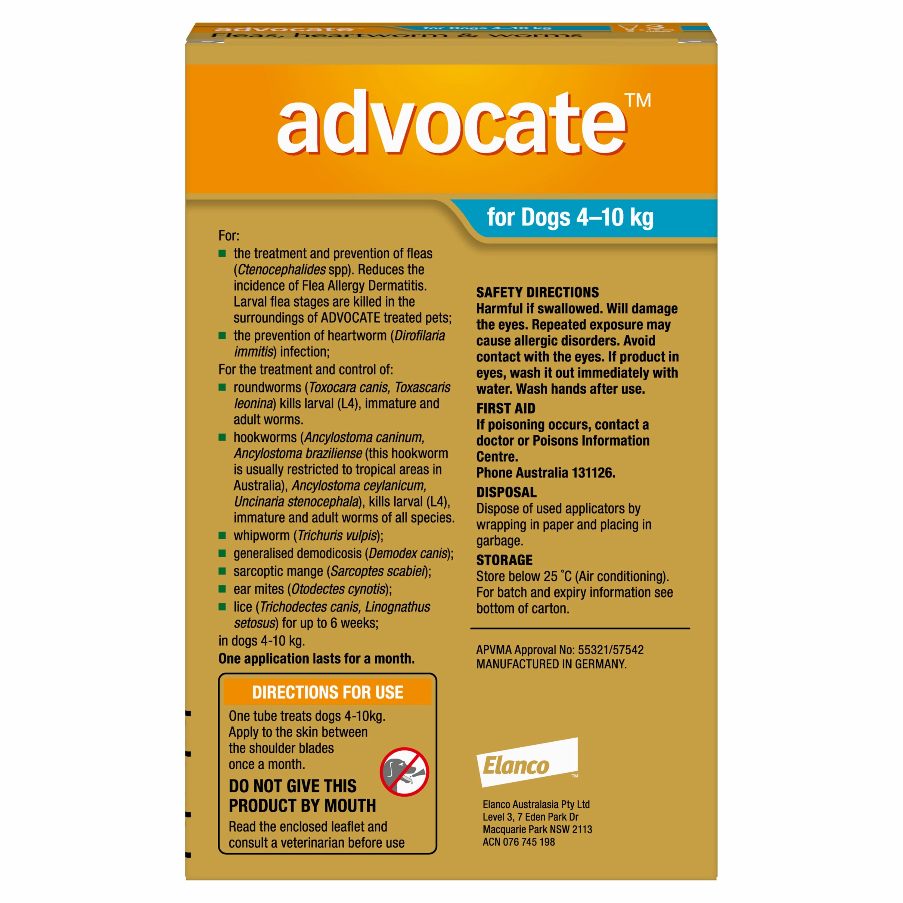 Advocate - Dog 4-10kg (3pk)