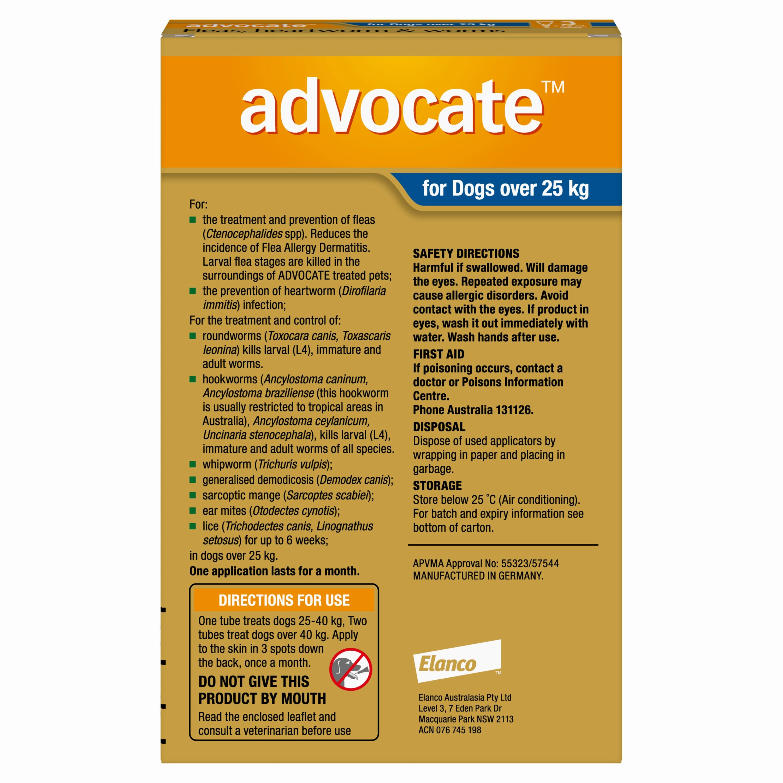 Advocate - Dog over 25kg (3pk)