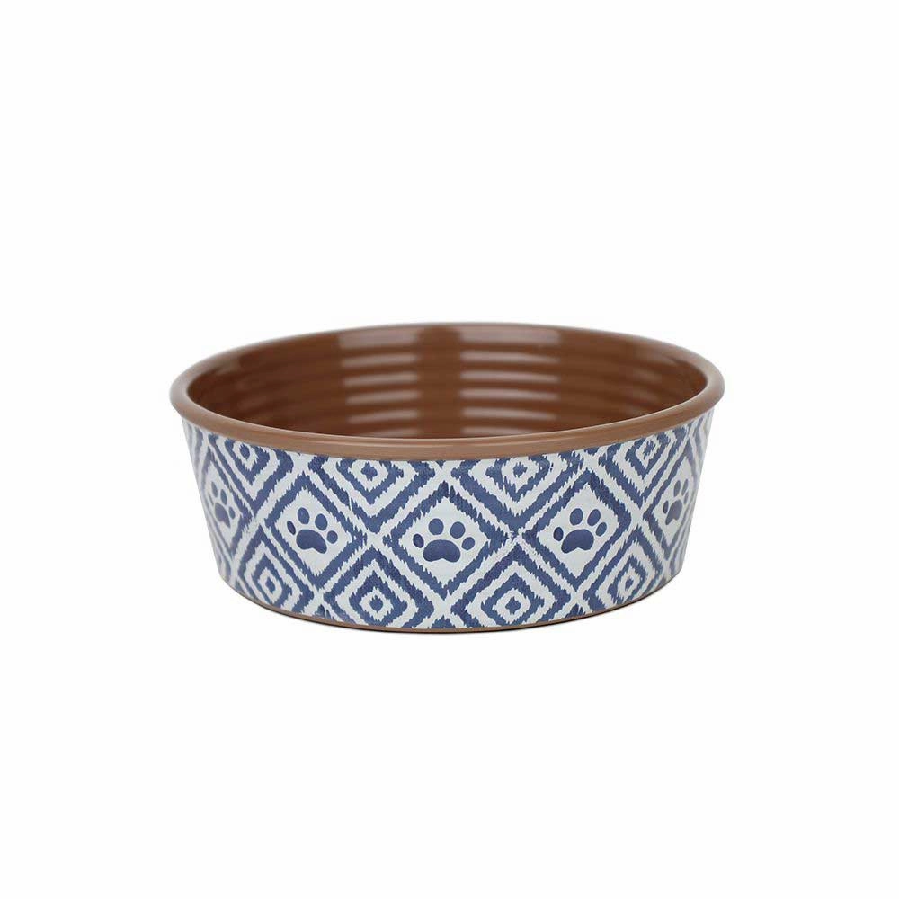 Barkley & Bella Melamine Dog Bowl Ikat Paw Indigo