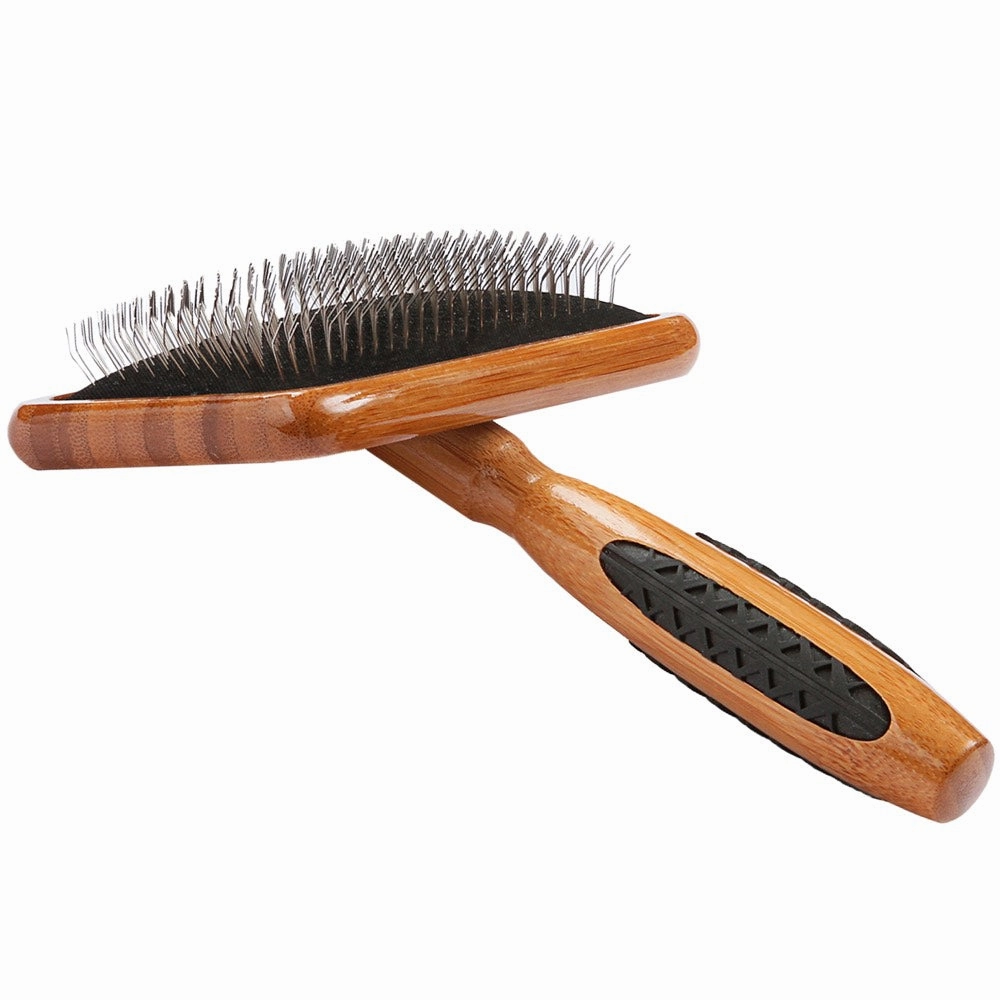 Bass Brushes De-Matting Soft Pin Dark Finish Slicker Brush For Cats & Dogs (Large)