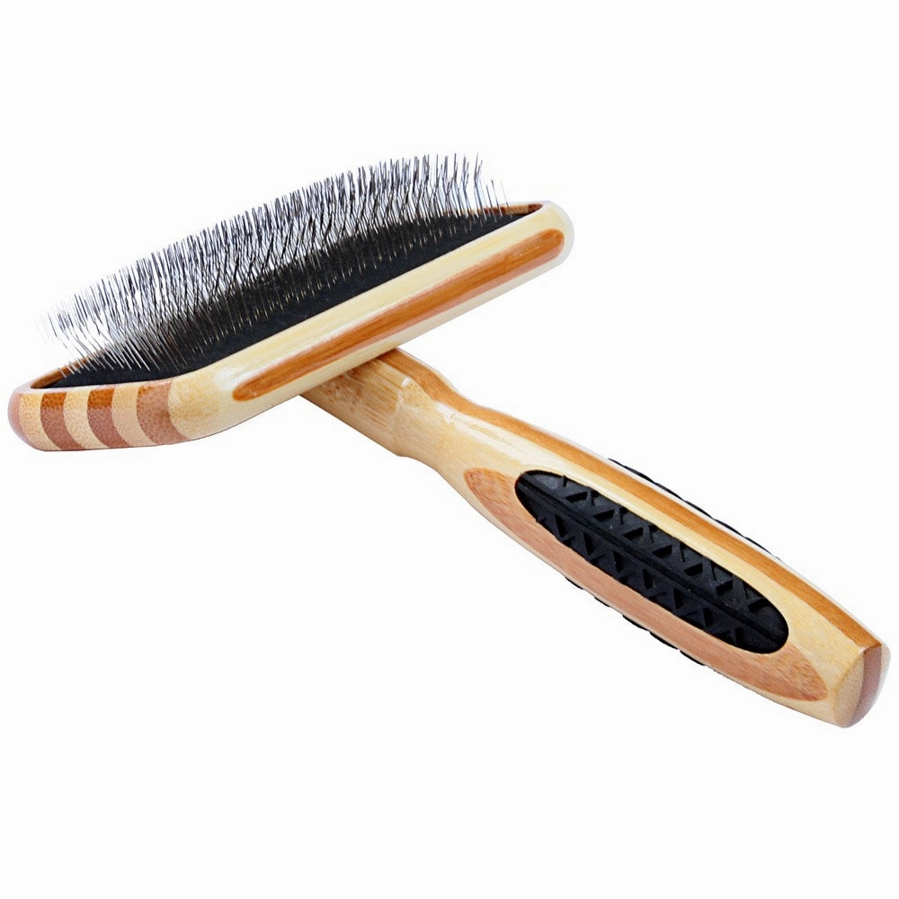 Bass Brushes De-Matting Soft Pin Striped Slicker Brush For Cats & Dogs (Medium)