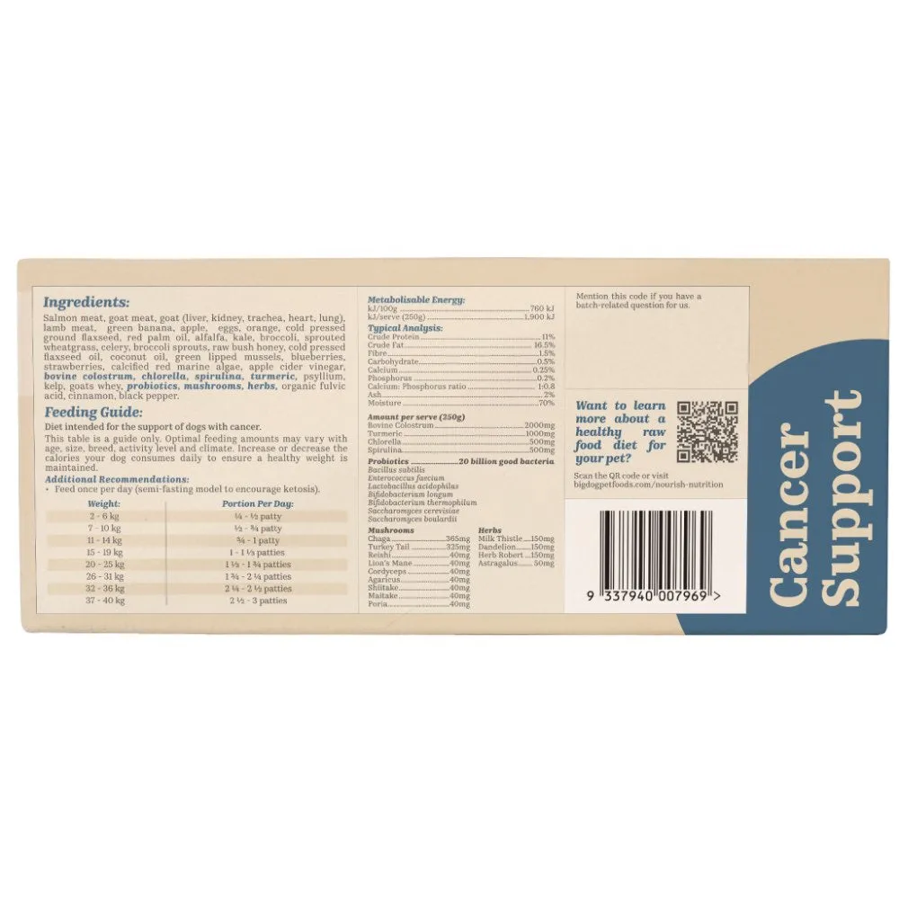 Big Dog Barf Nourish Nutrition Cancer Support Frozen Raw Dog Food 3kg