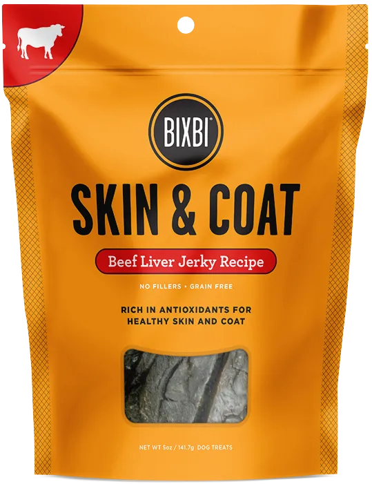 Bixbi Jerky Dog Treats Skin & Coat Beef Liver