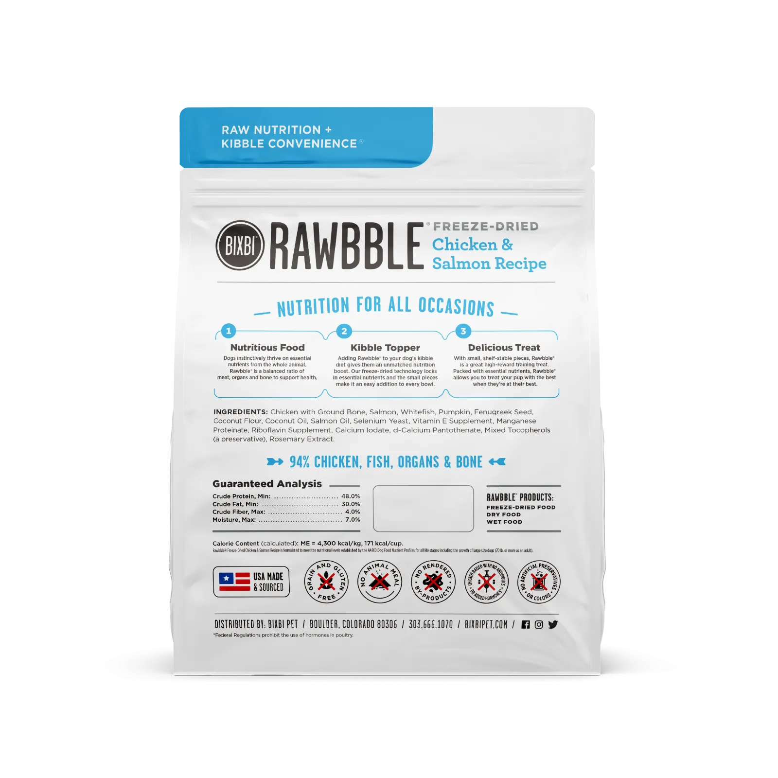 Bixbi RAWBBLE Freeze-Dried Dog Food Chicken & Salmon Recipe