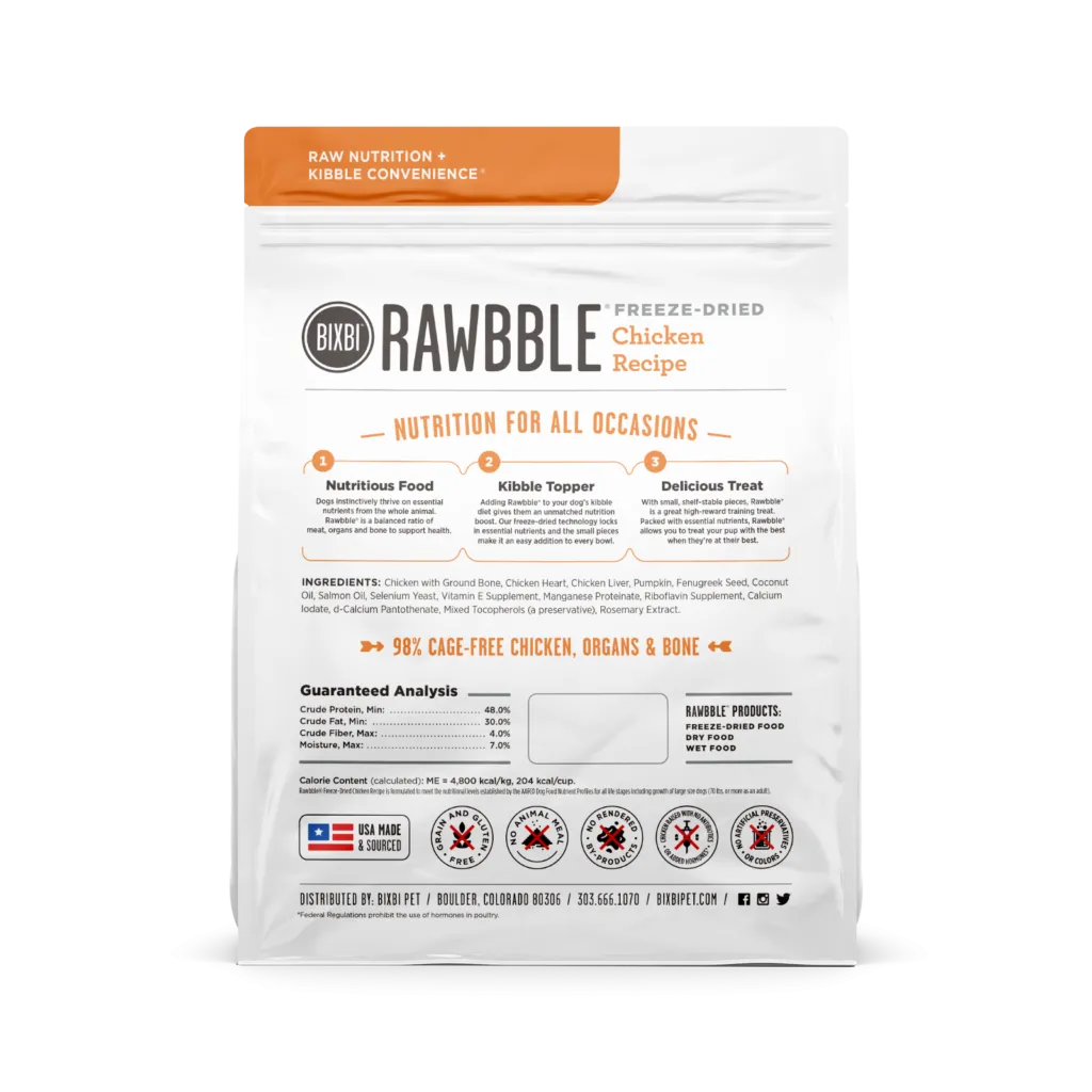 Bixbi RAWBBLE Freeze-Dried Dog Food Chicken Recipe