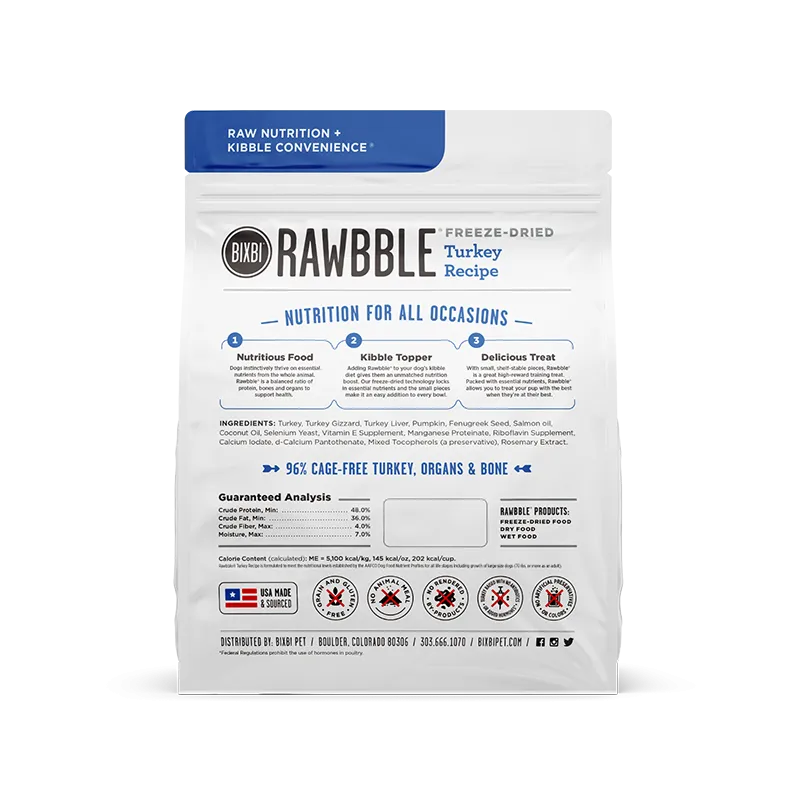 Bixbi RAWBBLE Freeze-Dried Dog Food Turkey Recipe