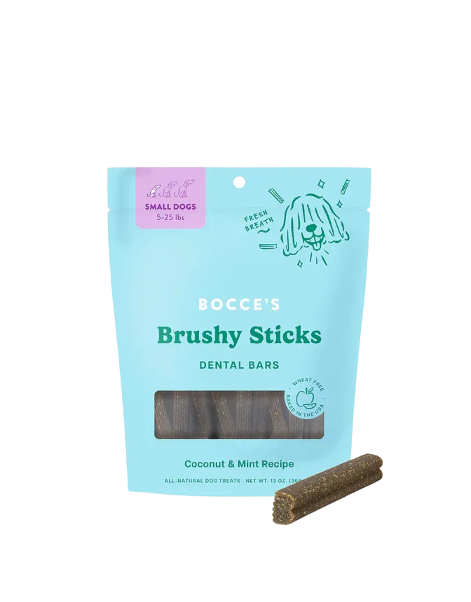 Bocce's Brushy Sticks 13oz Bag for Small Dogs - Coconut & Mint Flavor