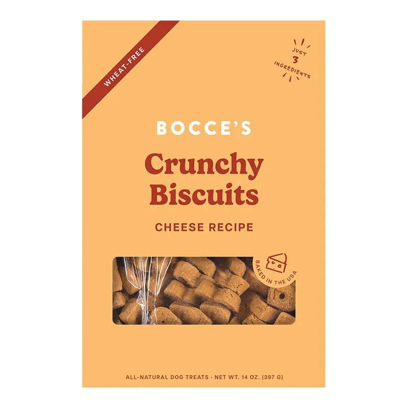 Bocces Crunchy Biscuit Dog Treats - Cheese 14oz box