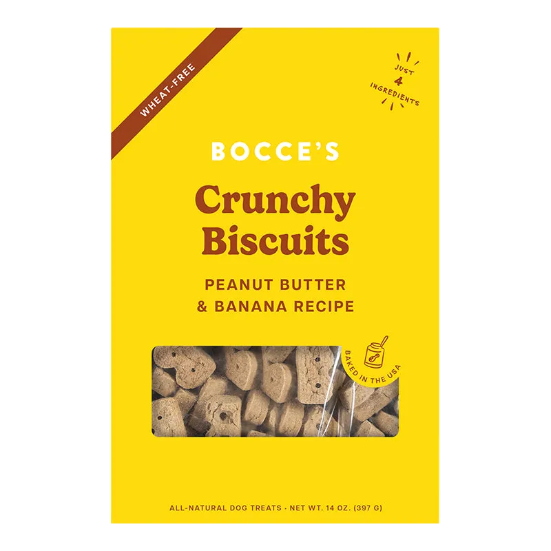 Bocces Crunchy Biscuit Dog Treats - PB & Banana 14oz box