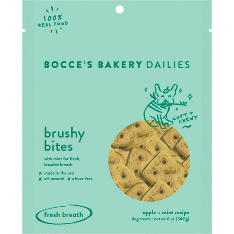 Bocces Dailies Soft & Chewy Dog Treats - Brushy Bites 6oz Bag