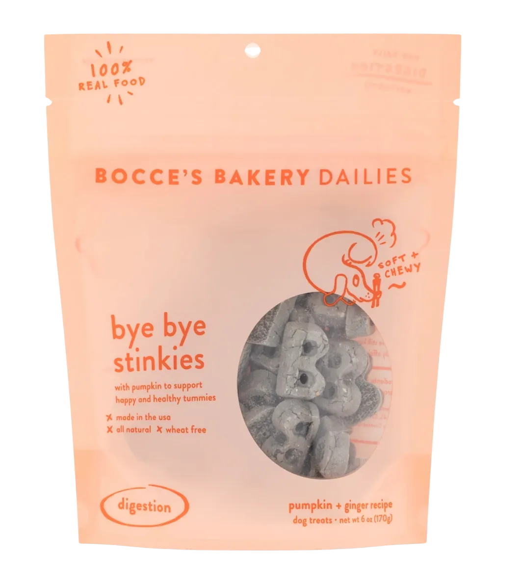 Bocces Dailies Soft & Chewy Dog Treats - Bye Bye Stinkies 6oz Bag