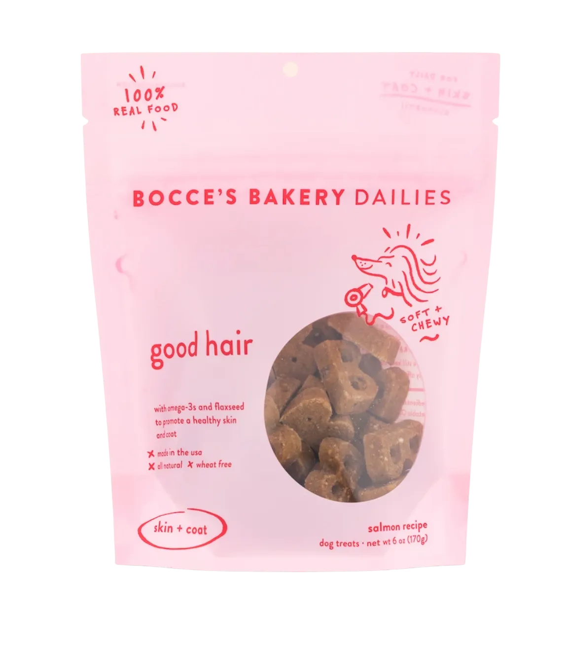 Bocces Dailies Soft & Chewy Dog Treats - Good Hair 6oz Bag