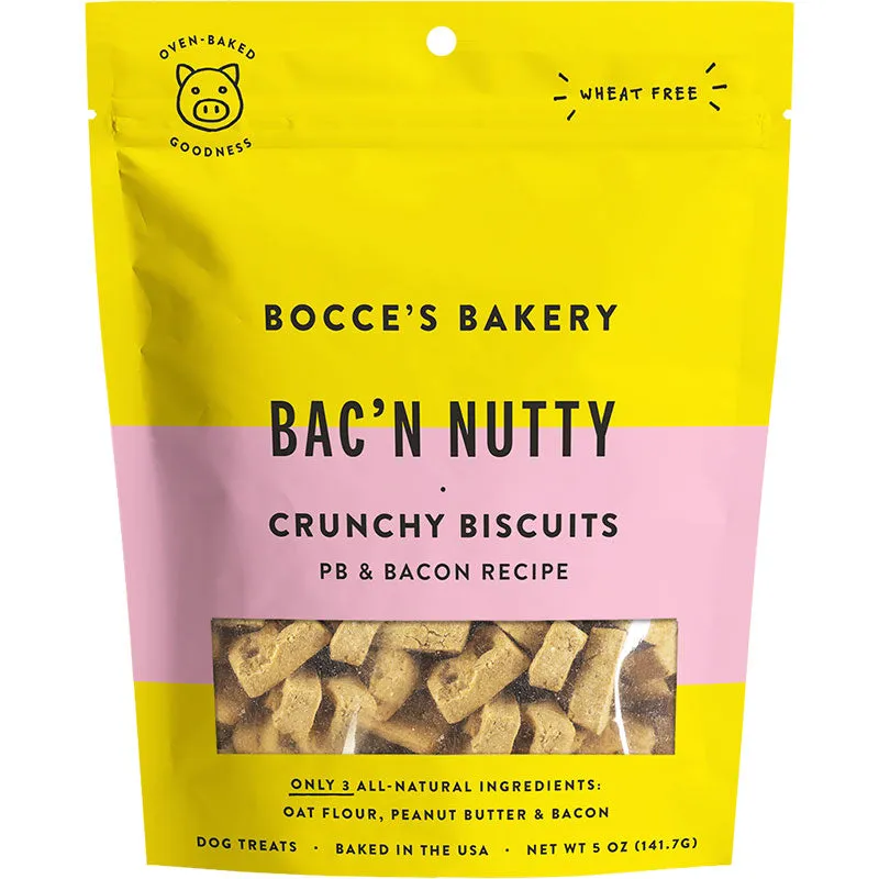 Bocces Everyday Crunchy Dog Biscuits - Bac 'N Nutty 5oz bag
