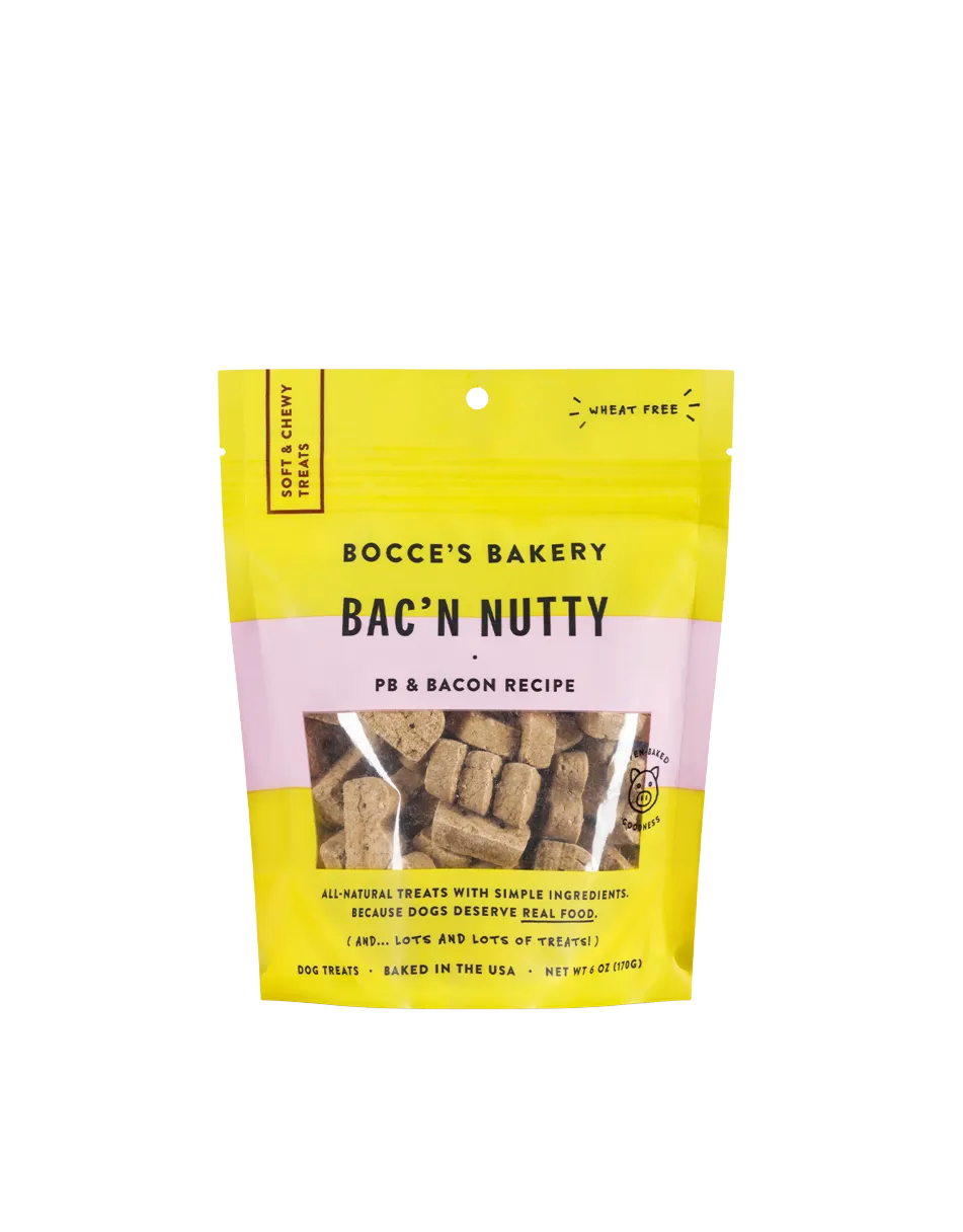 Bocces Everyday Soft & Chewy Treats - Bac N' Nutty 6oz bag