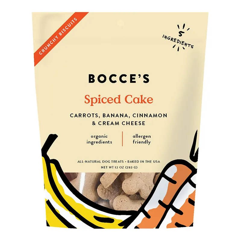 Bocces Small Batch Crunchy Dog Biscuits - Spiced Cake 12oz Bag