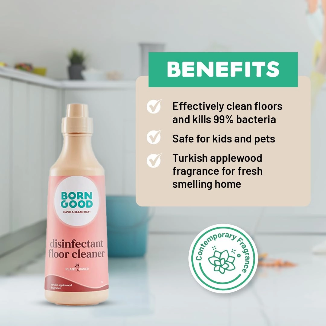 Born Good Plant Based Turkish Applewood Frangrance Disinfecting Liquid Floor/Surface Cleaner for Dogs and Cats