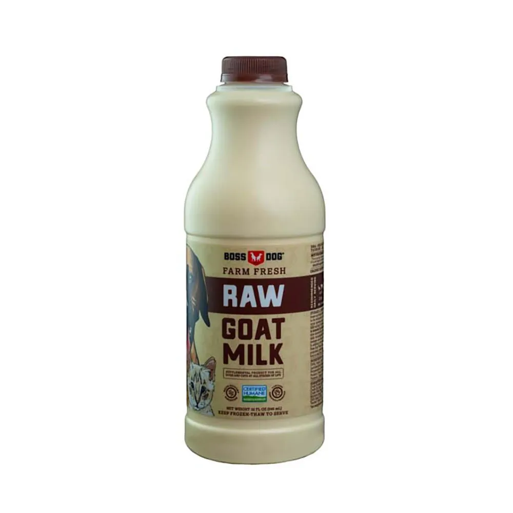 Boss Dog Frozen Farm Fresh Raw Goat Milk for Dogs & Cats 32oz Bottle