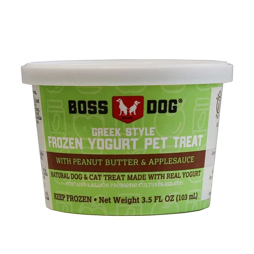Boss Dog Greek Style Frozen Yogurt Pet Treat - Peanut Butter & Applesauce 3.5oz Single Cup