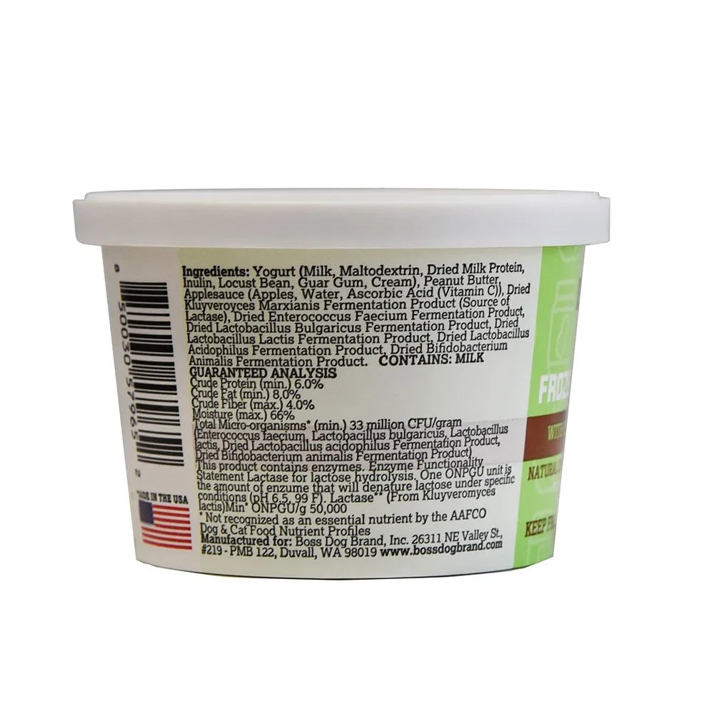 Boss Dog Greek Style Frozen Yogurt Pet Treat - Peanut Butter & Applesauce 3.5oz Single Cup