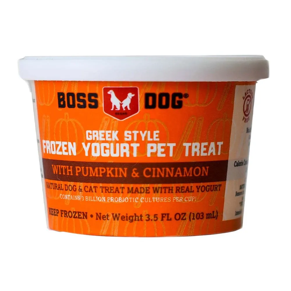 Boss Dog Greek Style Frozen Yogurt Pet Treat - Pumpkin & Cinnamon 3.5oz Single Cup