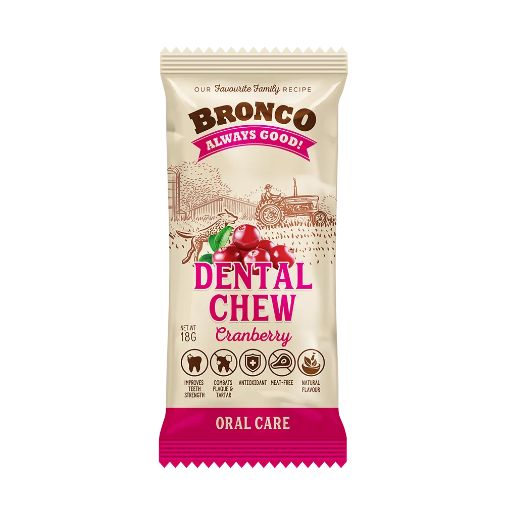 Bronco Dog Dental Chew Cranberry 18g
