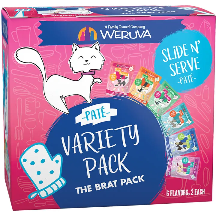 Cats in the Kitchen Wet Cat Food Slide N' Serve Pat Variety Brat Pack 3oz Pouches 12pk