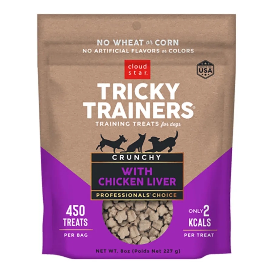 Cloud Star Dog Treats Tricky Trainers Crunchy Chicken Liver 8oz Bag
